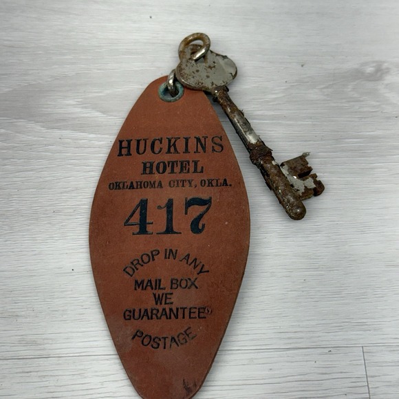 Vintage Other - Vintage Huckins Hotel Room Key Skeleton Key Room 417 Oklahoma City Oklahoma